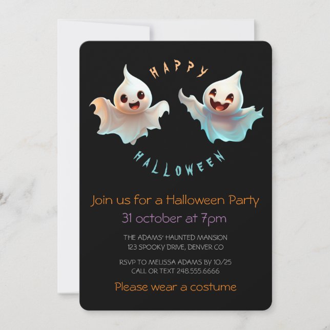 CONVITE DOIS FANTASMAS DIVERTIDOS (Frente)