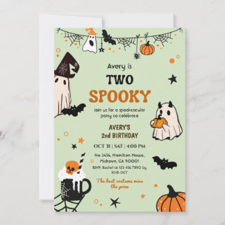 Convite Dois Fantasmas Divertidos de Aniversário de Hallow