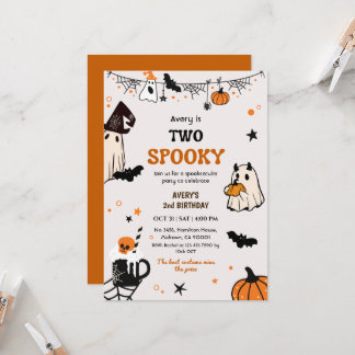 Convite Dois Fantasmas Divertidos de Aniversário de Hallow