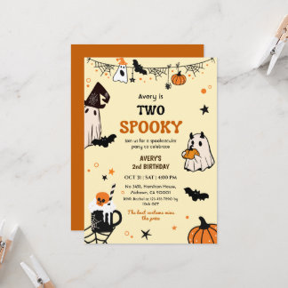 Convite Dois Fantasmas Divertidos de Aniversário de Hallow