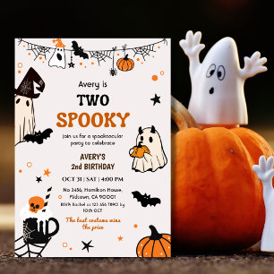 Convite Dois Fantasmas Divertidos de Aniversário de Hallow