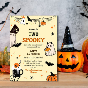 Convite Dois Fantasmas Divertidos de Aniversário de Hallow