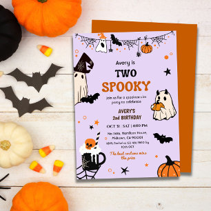 Convite Dois Fantasmas Divertidos de Aniversário de Hallow
