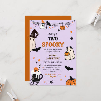 Convite Dois Fantasmas Divertidos de Aniversário de Hallow