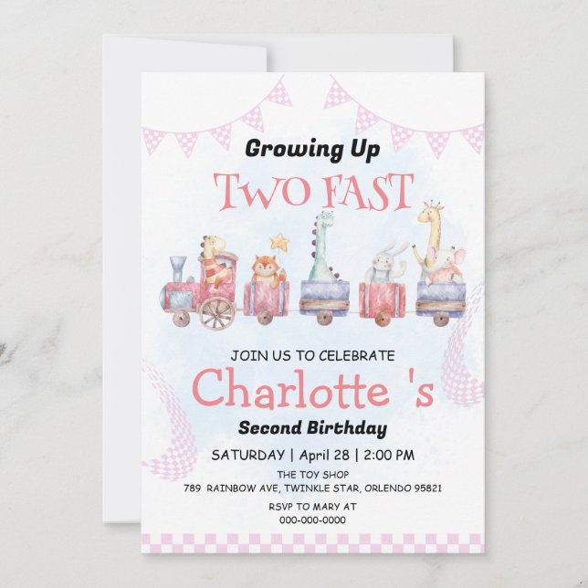 Convite Dois Festa de segundo aniversário de Carro da Corr (Frente)