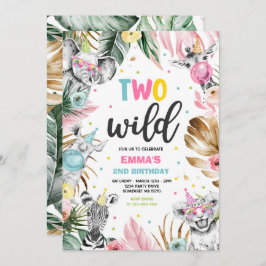 Convite Dois Festa Dourada Safari Selva Animais Selvagens 