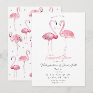 Convite Dois Flamingos Chuveiro de Noivado de Flamingo Ver