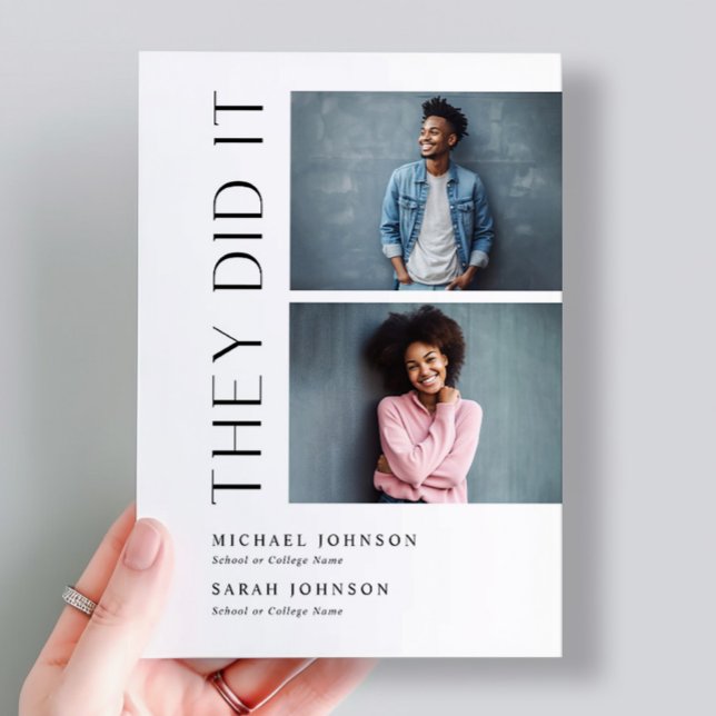 Convite Dois Formandos modernos Festa de formatura duplo (Criador carregado)