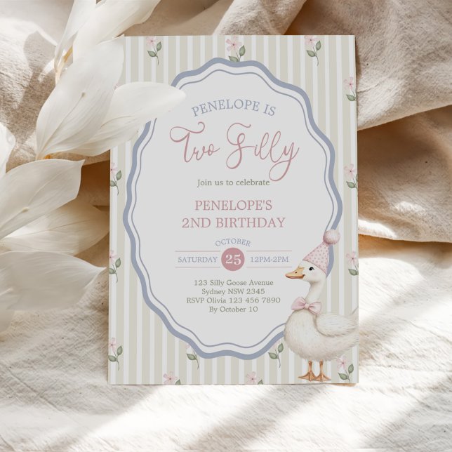 Convite Dois Ganso Bobo Floral 2º Aniversário (Criador carregado)