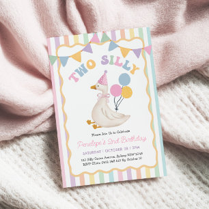 Convite Dois Gansos Bobos Soft Pastel Listras 2º Aniversár