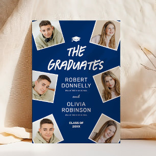 Convite Dois Graduados Foto Azul Formatura Conjunto