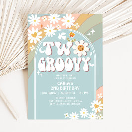 Convite Dois Groovy Daisy Hippie 2º Aniversário Retrô