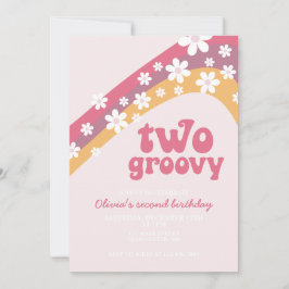 Convite Dois groovy margarida boho floral 2º aniversário