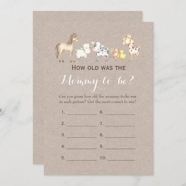 Convite Dois jogos de Chá de fraldas - Quão Antigos | Acon (Frente/Verso)