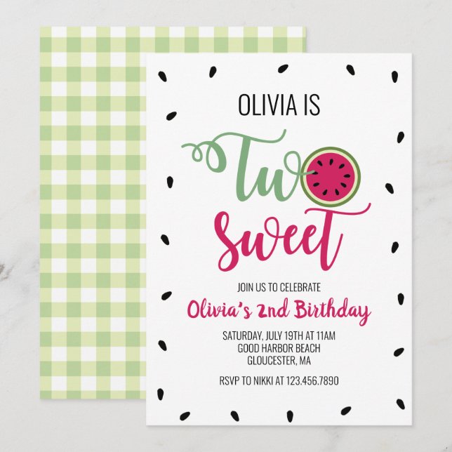 Convite Dois Melões Doces 2º Aniversário (Frente/Verso)
