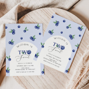 Convite Dois menino blueberry doce 2º aniversário