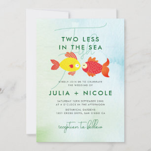 Convite Dois Menos Peixes no Casamento Subaquático do Mar