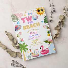 Convite Dois na Praia Festa de Aniversário de 2 anos de Ve