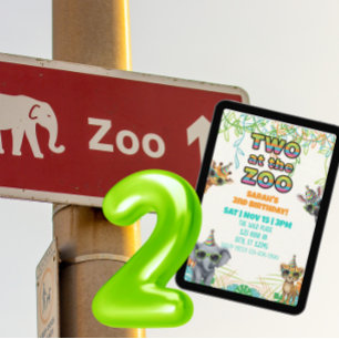 Convite Dois no Zoológico, Animal de Festa com Óculos de S