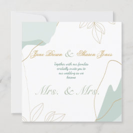 Convite Dois Noivos Casamento Lésbico Aquarela Verde
