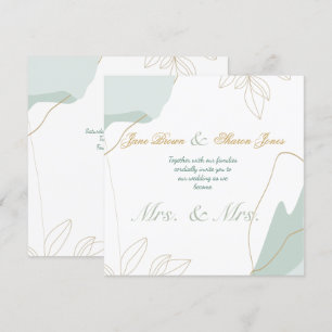 Convite Dois Noivos Casamento Lésbico Aquarela Verdejante 