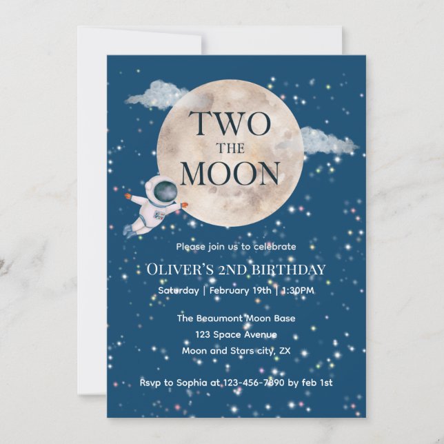 Convite Dois O Menino da Lua Astronauta Espacial 2º Aniver (Frente)