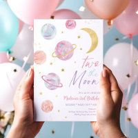 Dois O Pastel Da Lua Rosa Dourado Aniversário