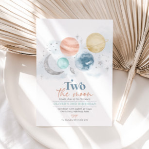 Convite Dois O segundo aniversário Da Lua.