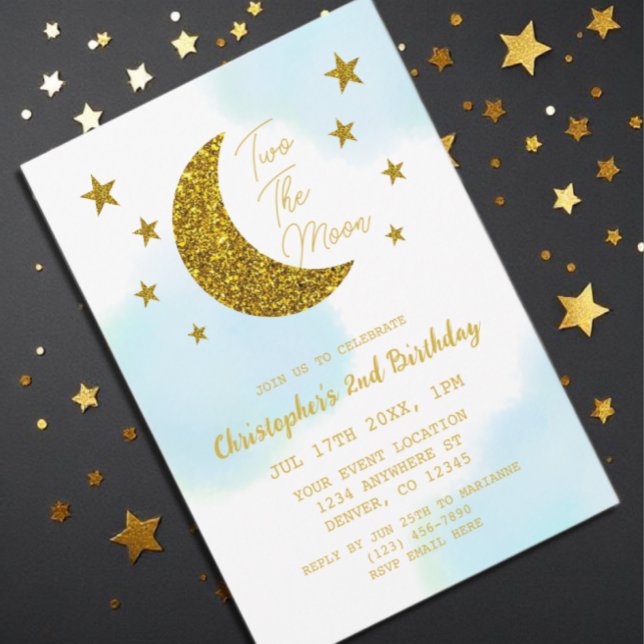 Convite Dois O segundo aniversário Da Lua (Criador carregado)