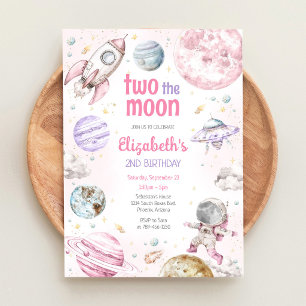 Convite Dois Para a Lua Astronauta do Espaço Sideral Anive