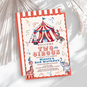 Convite Dois para a Tenda do Circo de Carnaval Animais 2º
