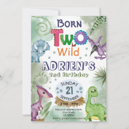 Convite Dois para ser Festa de aniversário Tema do Dinossa