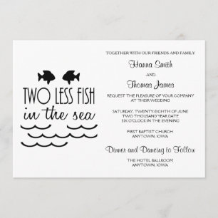 Convite Dois peixes a menos no casamento no mar