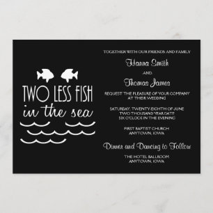 Convite Dois peixes a menos no casamento no mar