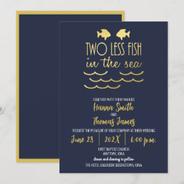 Convite Dois peixes a menos no Marinho do mar Casamento El