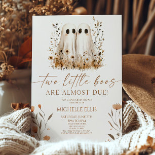 Convite Dois Pequenos Chás de fraldas Ghost Globe Gêmeos