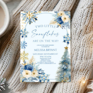 Convite Dois pequenos flocos de neve Chá de fraldas dos Gê