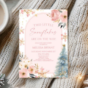 Convite Dois pequenos flocos de neve Chá de fraldas dos Gê