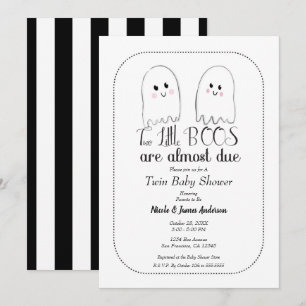 Convite Dois Pequenos Gêmeos Fantasmas BOOS Festa de Bebê