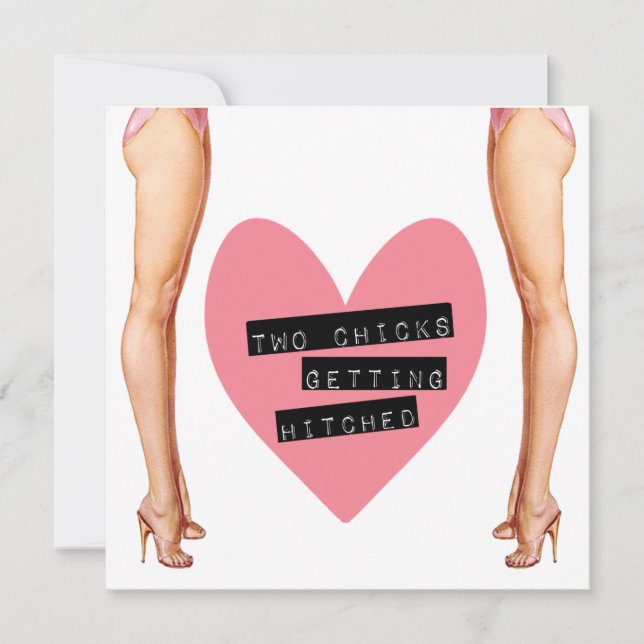 Convite Dois Pintinhos de Casamento Lésbico (Frente)