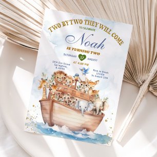 Convite Dois por dois segundo aniversário Safari Animal Ar