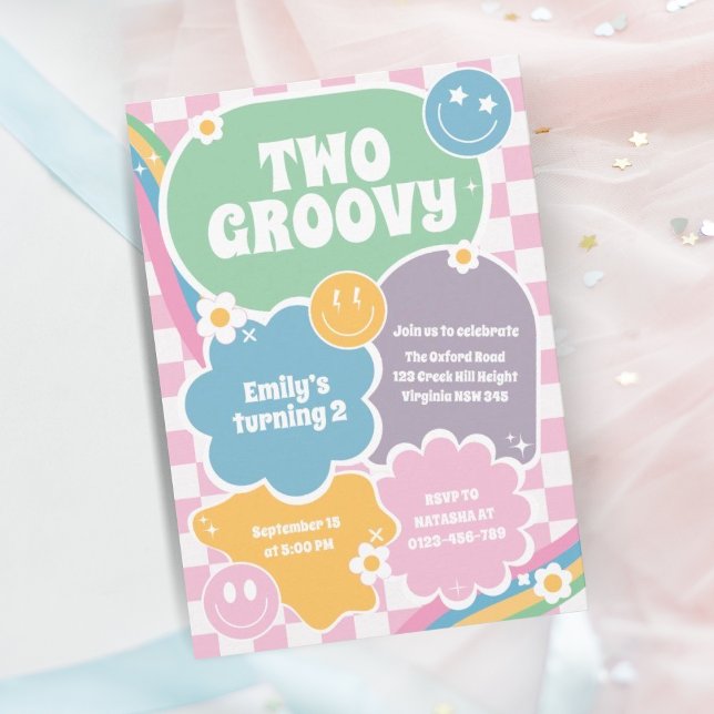 Convite Dois Retron Hippie Segundo Aniversário (Criador carregado)