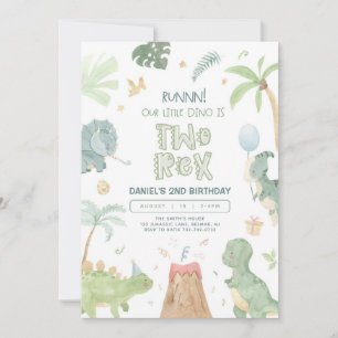 Convite Dois Rex Nosso Pequeno Dino Segundo Aniversário