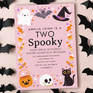 Convite Dois segundo aniversário das Meninas de Halloween