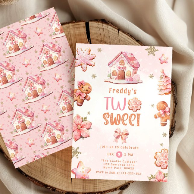 Convite Dois segundo aniversário de biscoitos de Natal Doc (Criador carregado)