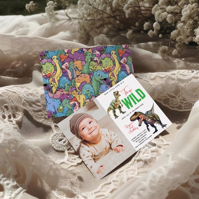 Convite Dois segundo aniversário de Dinossauro do Partido  (Criador carregado)