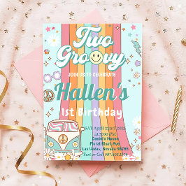 Convite Dois segundo aniversário retrô marisquino do arco-