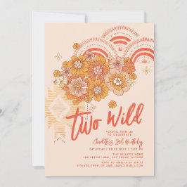 Convite Dois segundo aniversário Wild Boho Floral Groovy P