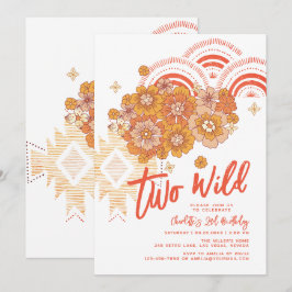 Convite Dois segundo aniversário Wild Boho Floral Groovy P