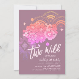 Convite Dois segundo aniversário Wild Boho Floral Groovy P